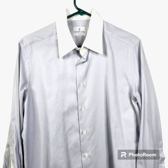 Emanuel Berg Mens Custom Long Sleeve Button Down Dress Shirt Size Large - Picture 3 of 8